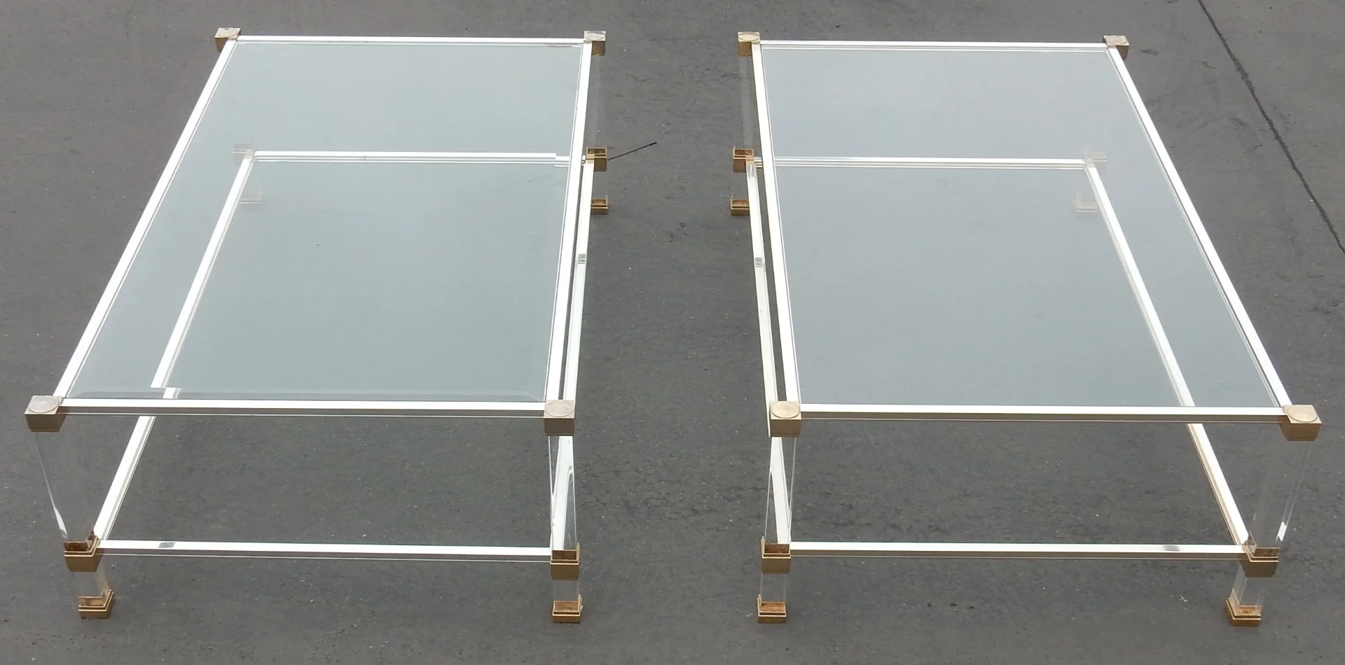 1970/80 Pair of Coffee Tables Lucite Pierre Vandel Paris 128 x 78 cm