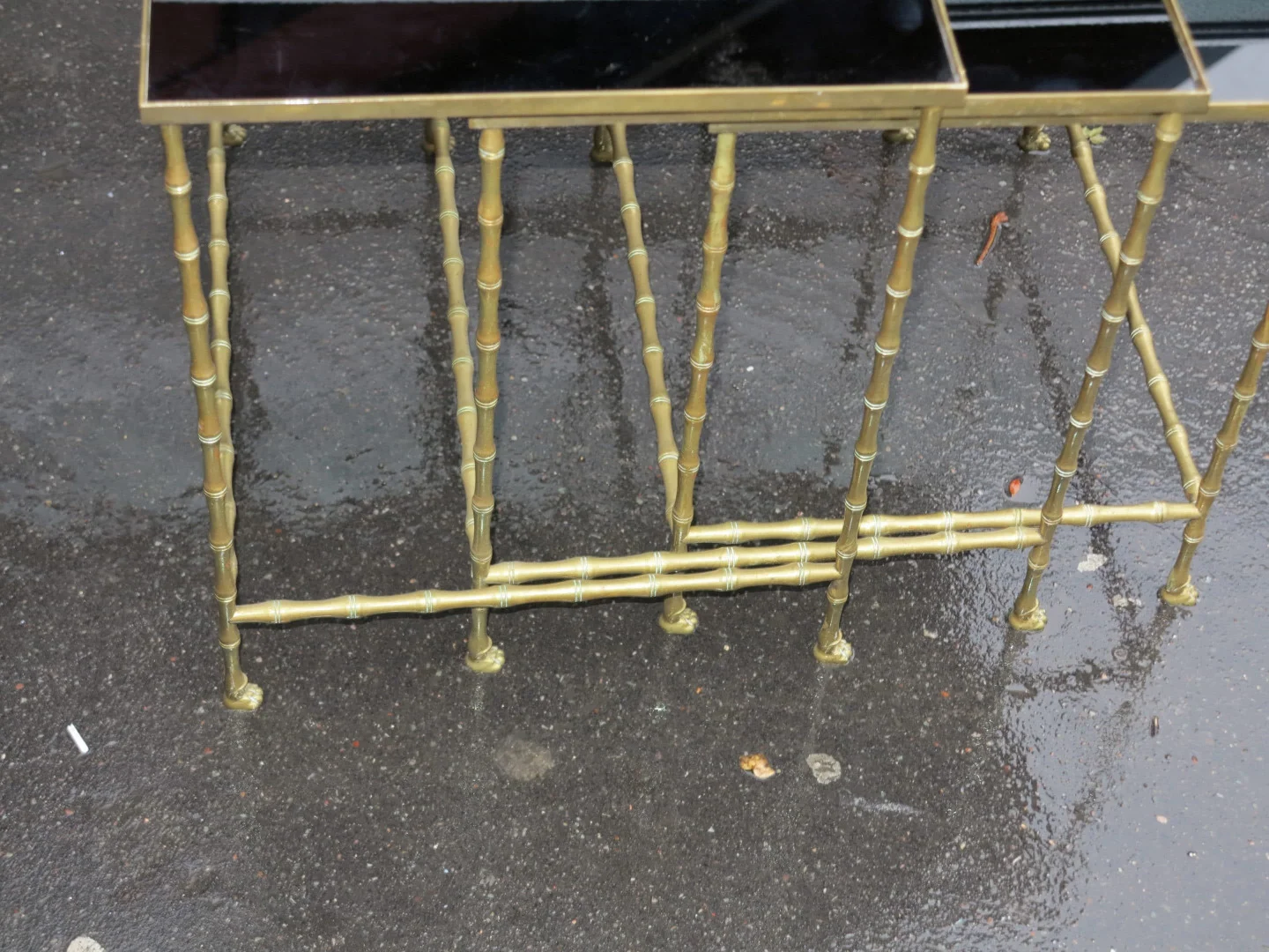 1950/70 Série de 3 Tables Gigognes Modèle Bambou avec Pieds Maison Baguès