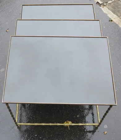 1950/70′ Serie of 3 Nesting Tables Model Bamboo with Feet Maison Baguès