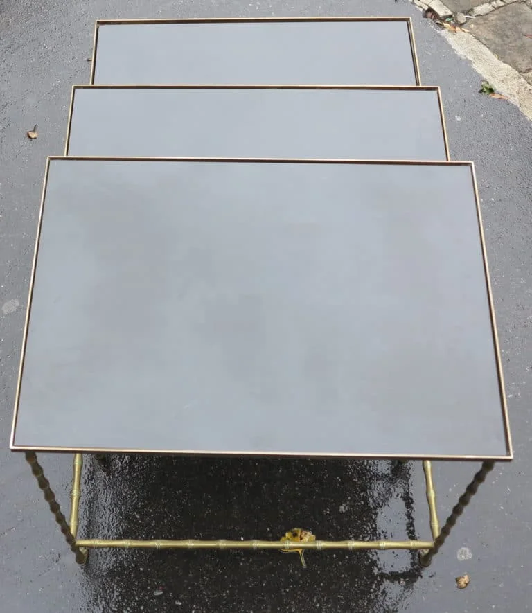 1950/70 Série de 3 Tables Gigognes Modèle Bambou avec Pieds Maison Baguès