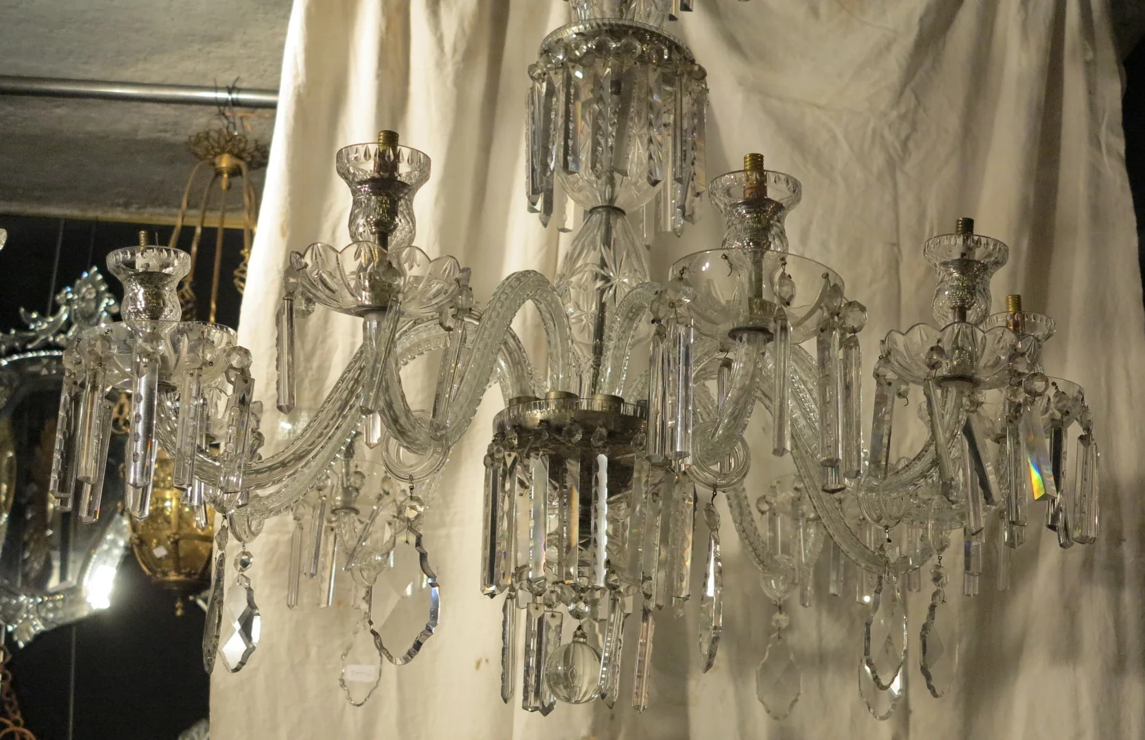 1890′ Lustre en Cristal de Bohême 10 Bras de Lumière