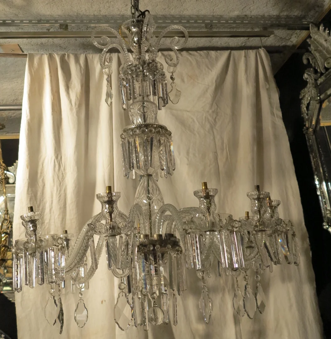1890′ Lustre en Cristal de Bohême 10 Bras de Lumière