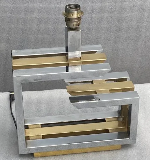 1970 DLG Lamp Willy Rizzo Golden Metal And Chrome H 72 CM