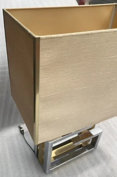 1970 DLG Lamp Willy Rizzo Golden Metal And Chrome H 72 CM