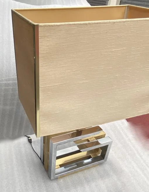 1970 Lampe DLG Willy Rizzo Métal doré Et Chromé H 72 CM