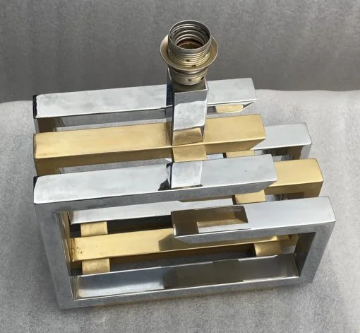 1970 Lampe DLG Willy Rizzo Métal doré Et Chromé H 72 CM