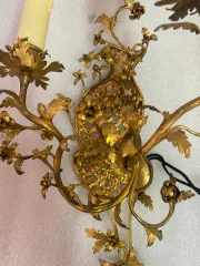 1950 Paire d’Appliques Faisant Pendant En Bronze Doré De Style LXV