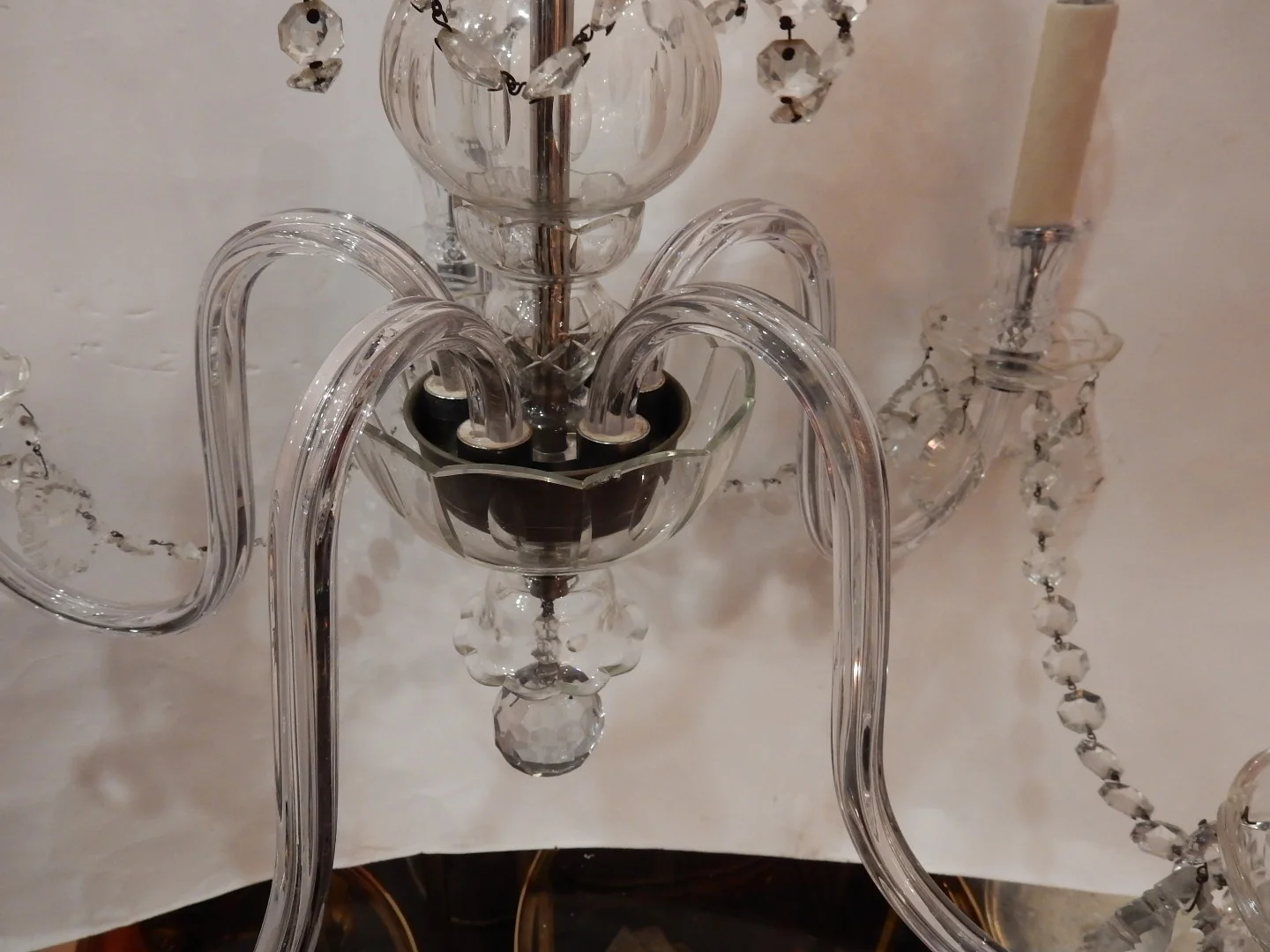 1950′ Lustre en Cristal de Bohême 5 Bras