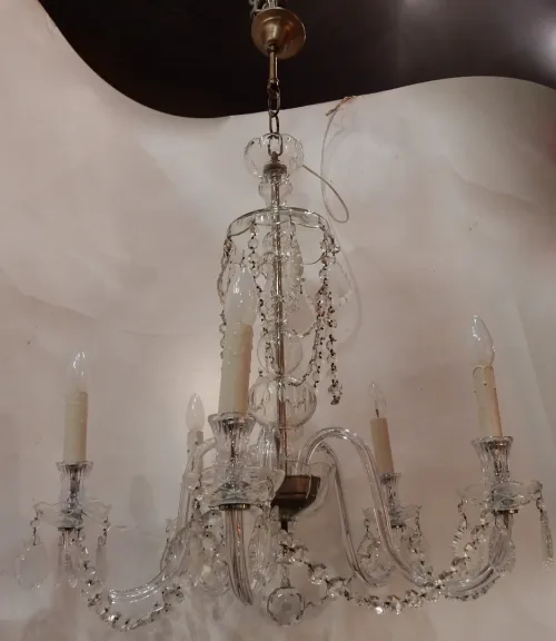 1950′ Lustre en Cristal de Bohême 5 Bras