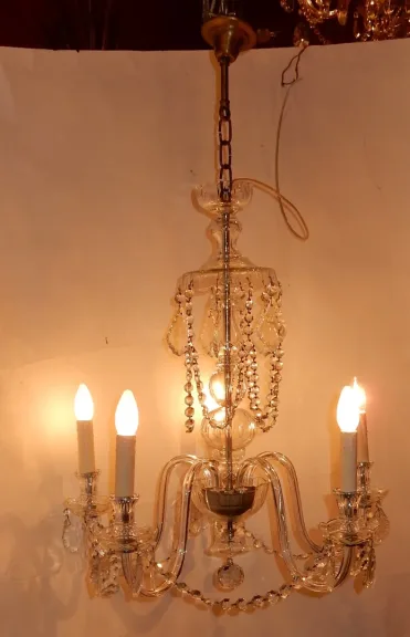 1950′ Lustre en Cristal de Bohême 5 Bras