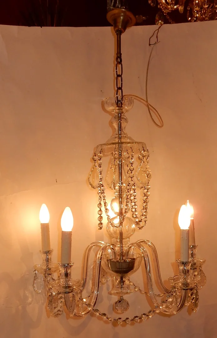 1950′ Lustre en Cristal de Bohême 5 Bras