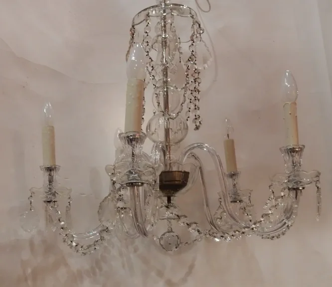 1950′ Lustre en Cristal de Bohême 5 Bras