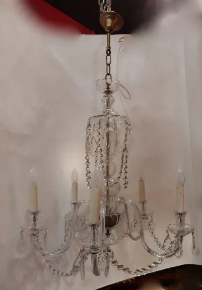 1950′ Lustre en Cristal de Bohême 5 Bras