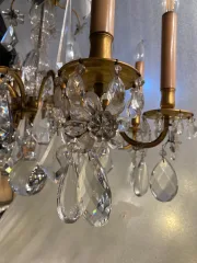 1950′ Lustre Maison Baguès Bronze Et Cristaux +Paire d’Appliques H 70 Ø 70 cm