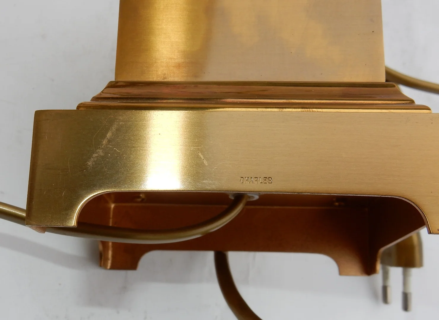 1950/70 Paire de Lampes Aux Roseaux en Laiton et Bronze Doré Signées Charles
