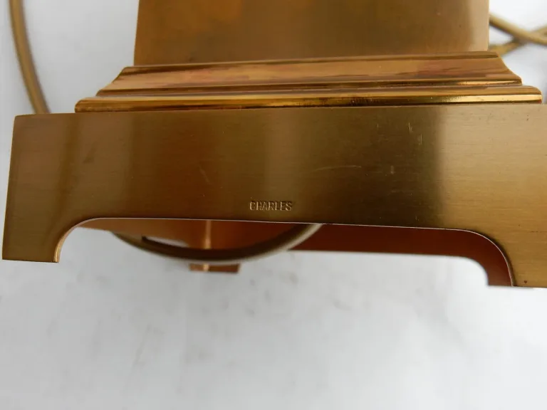 1950/70 Paire de Lampes Aux Roseaux en Laiton et Bronze Doré Signées Charles