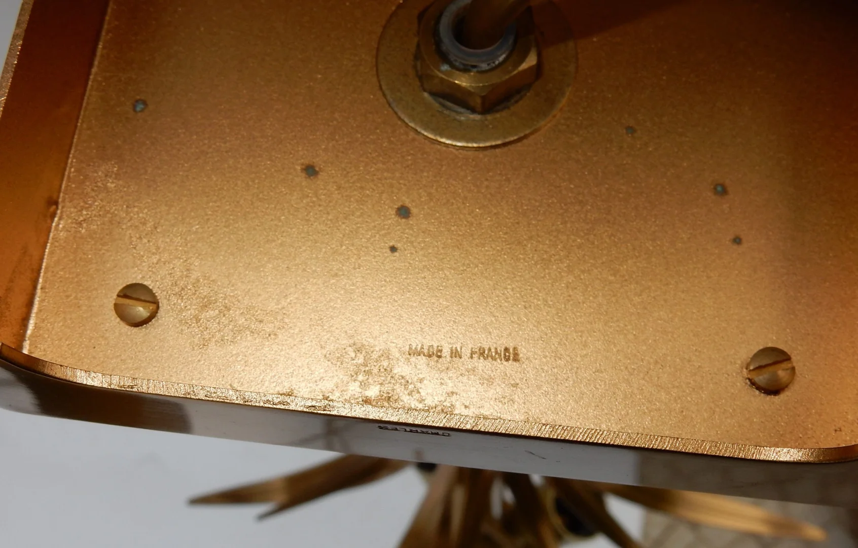 1950/70 Paire de Lampes Aux Roseaux en Laiton et Bronze Doré Signées Charles