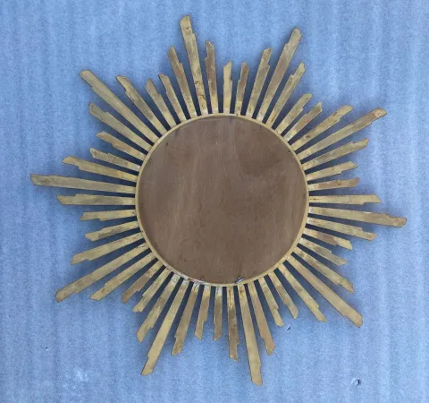 1950/70 ‘ Miroir soleil Convexe, Bois Doré – Diamètre 69 cm