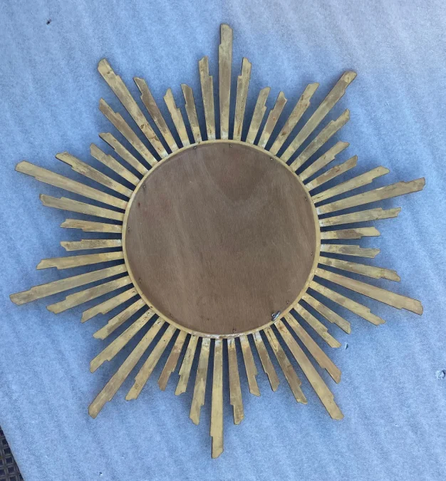 1950/70 ‘Convex Sun Mirror, Golden Wood – Diameter 69 cm