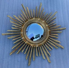 1950/70 ‘Convex Sun Mirror, Golden Wood – Diameter 69 cm