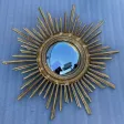 1950/70 ‘ Miroir soleil Convexe, Bois Doré – Diamètre 69 cm