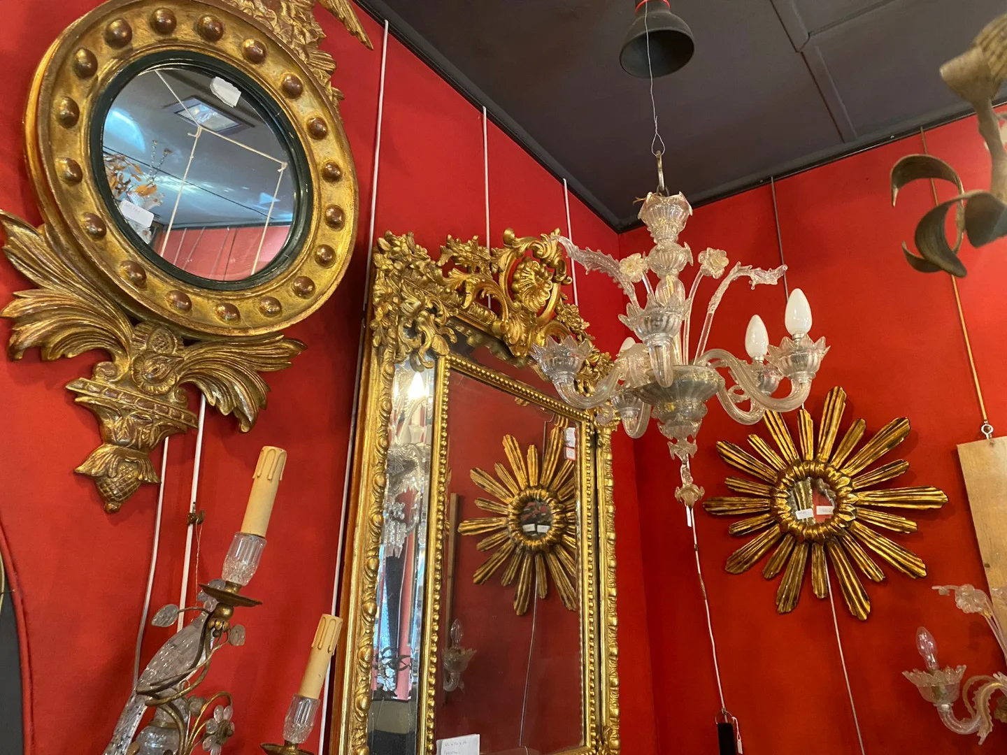 1950/70 ‘ Miroir soleil Convexe, Bois Doré – Diamètre 69 cm