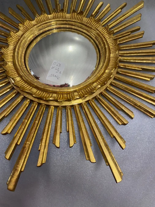 1950/70 ‘Convex Sun Mirror, Golden Wood – Diameter 69 cm