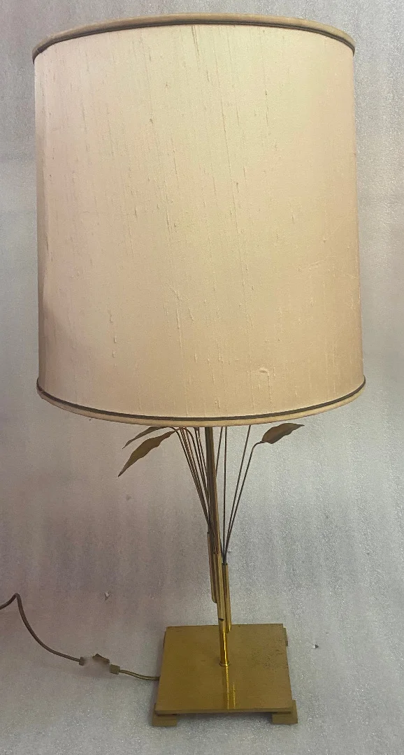 1970 Lamp DLG Maison Charles A Decor Of Laurels In Brass H 78 CM
