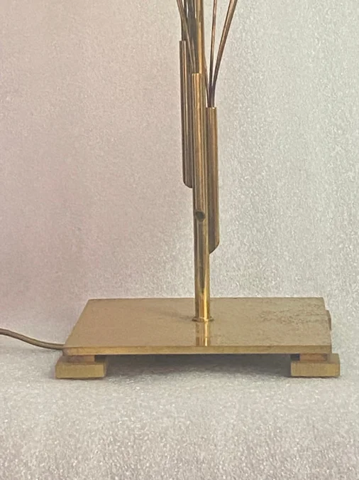 1970 Lampe DLG Maison Charles A Decor De Lauriers En Laiton H 78 CM