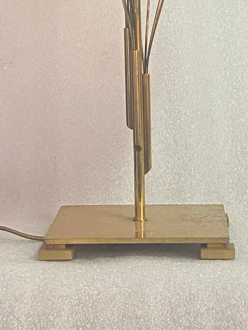 1970 Lamp DLG Maison Charles A Decor Of Laurels In Brass H 78 CM