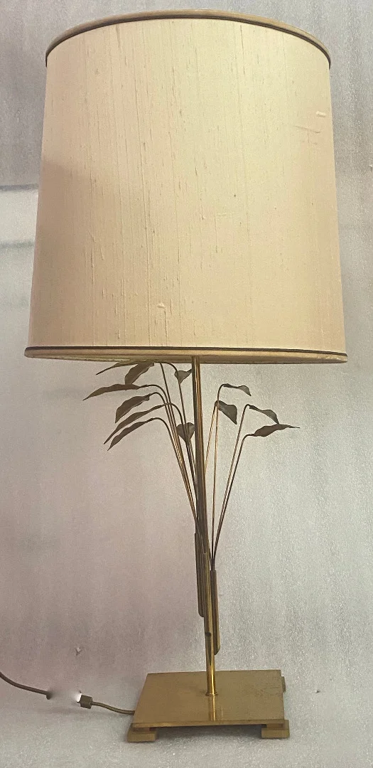 1970 Lamp DLG Maison Charles A Decor Of Laurels In Brass H 78 CM