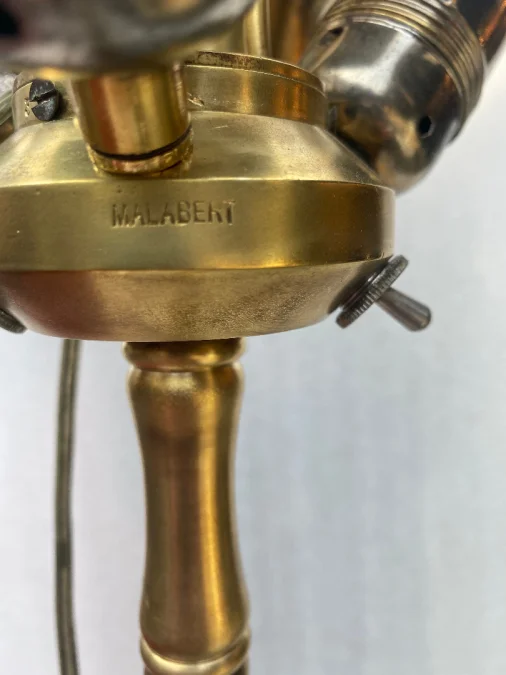 1950/70 Lampadaire en Bronze Doré Maison Baguès Modèle Bambou Avec Systéme Malabert Signé