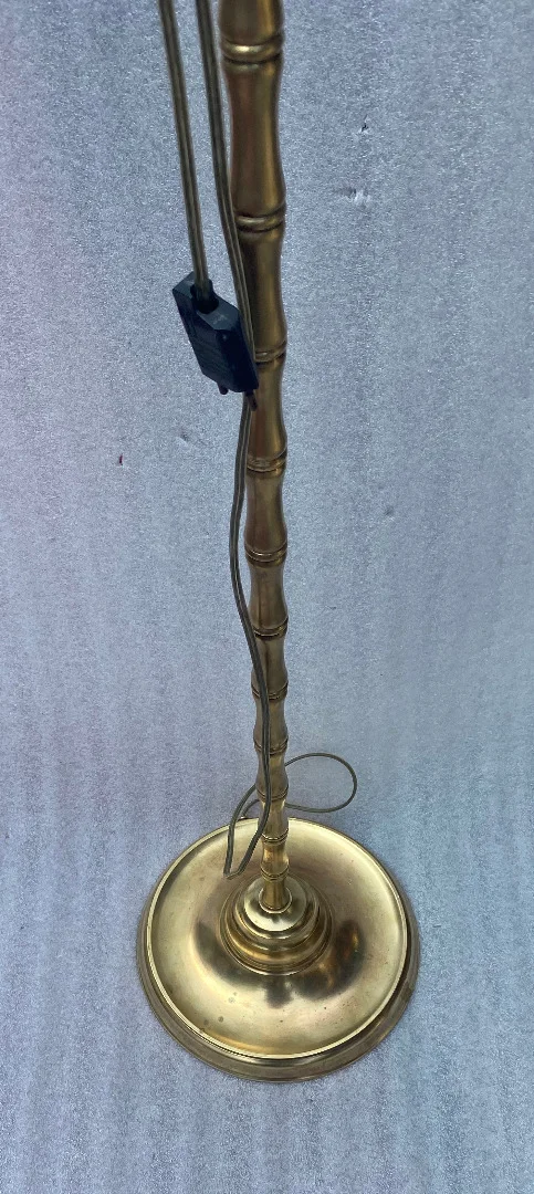 1950/70 Gilt Bronze Floor Lamp Maison Baguès Bamboo Model With Signed Malabert System