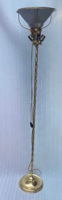 1950/70 Lampadaire en Bronze Doré Maison Baguès Modèle Bambou Avec Systéme Malabert Signé