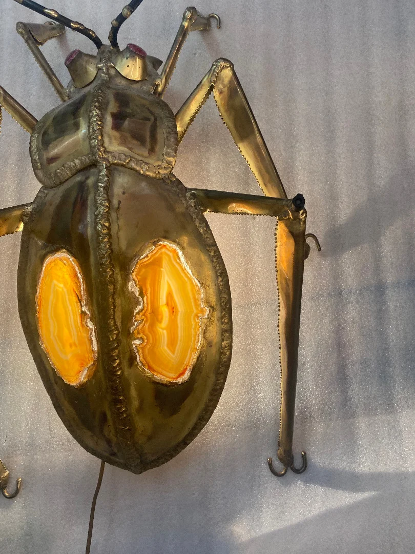 1970′ Coffee Table Or DLG Enlightening Scarab Wall Lamp by Duval Brasseur or Isabelle Faure For Honoré de Paris 90 X 63 cm