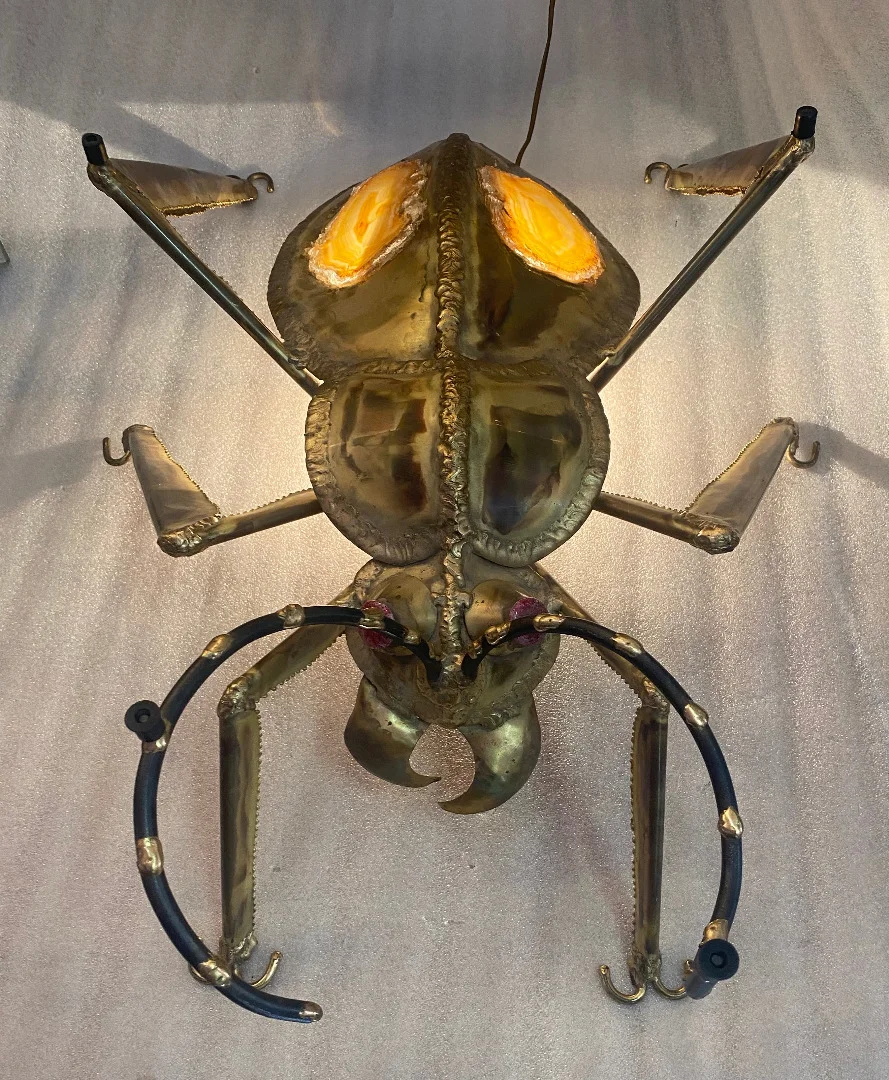 1970′ Coffee Table Or DLG Enlightening Scarab Wall Lamp by Duval Brasseur or Isabelle Faure For Honoré de Paris 90 X 63 cm