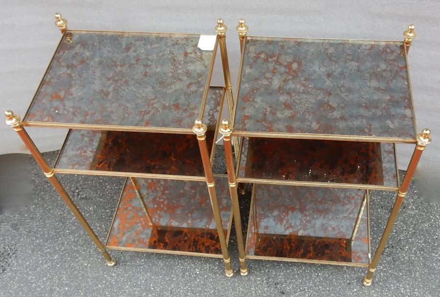 1950/70′ Pair of Shelves has 3 Levels Maison Baguès With Olded Mirror