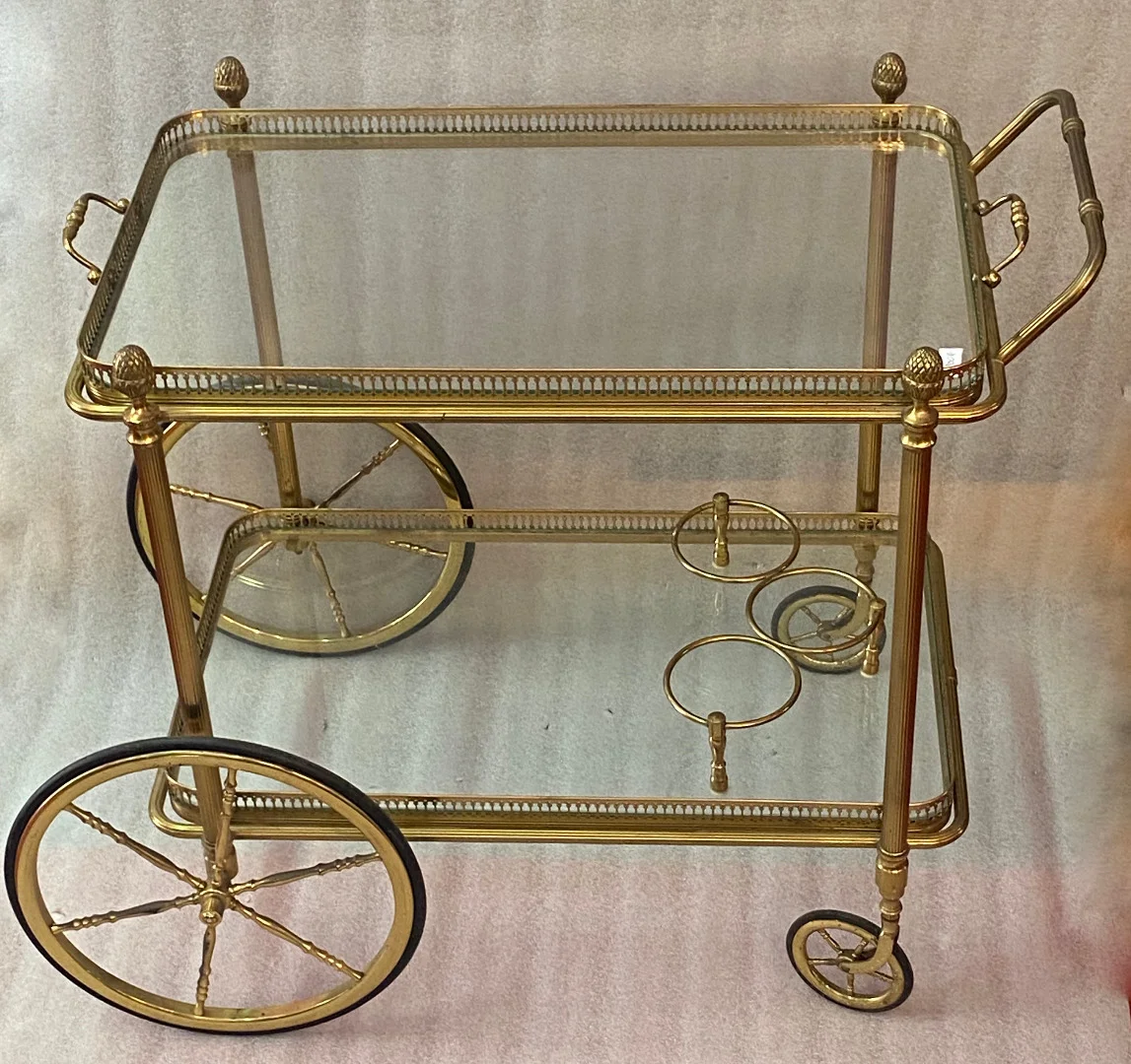 1950/70 Maison Jansen Rolling Bar In Brass And Gilt Bronze