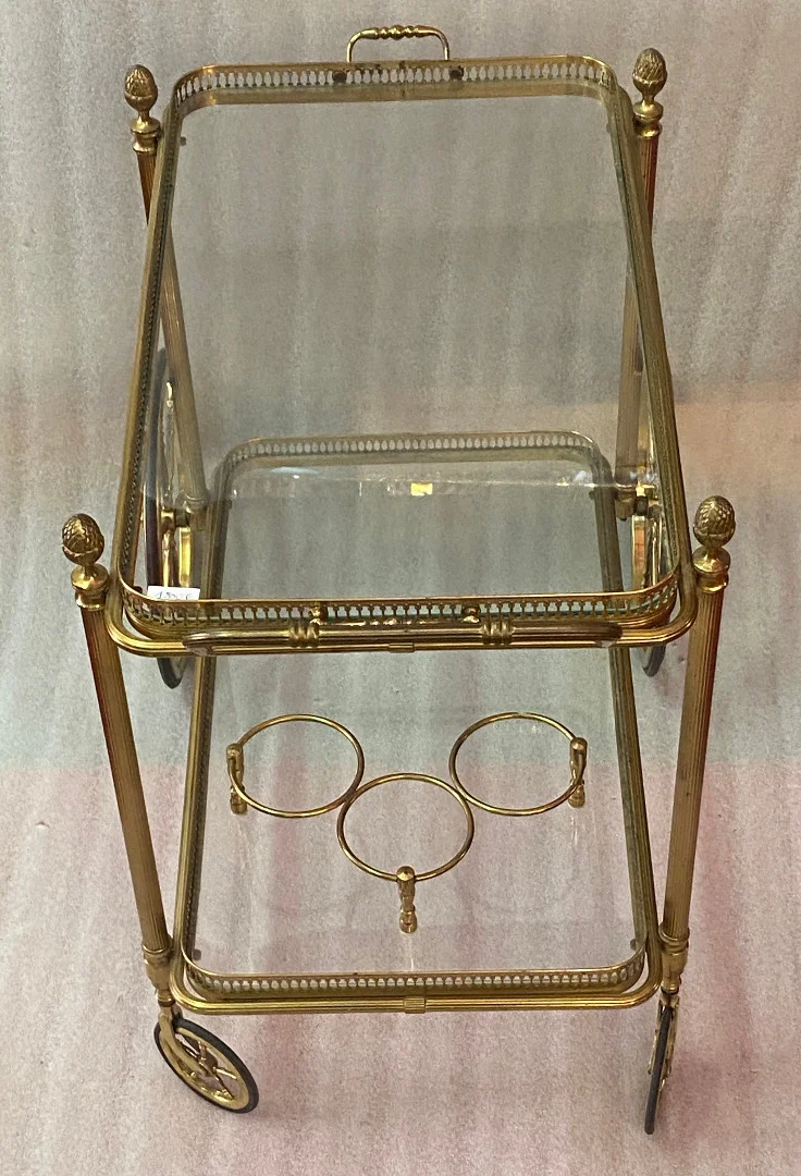 1950/70 Maison Jansen Rolling Bar In Brass And Gilt Bronze
