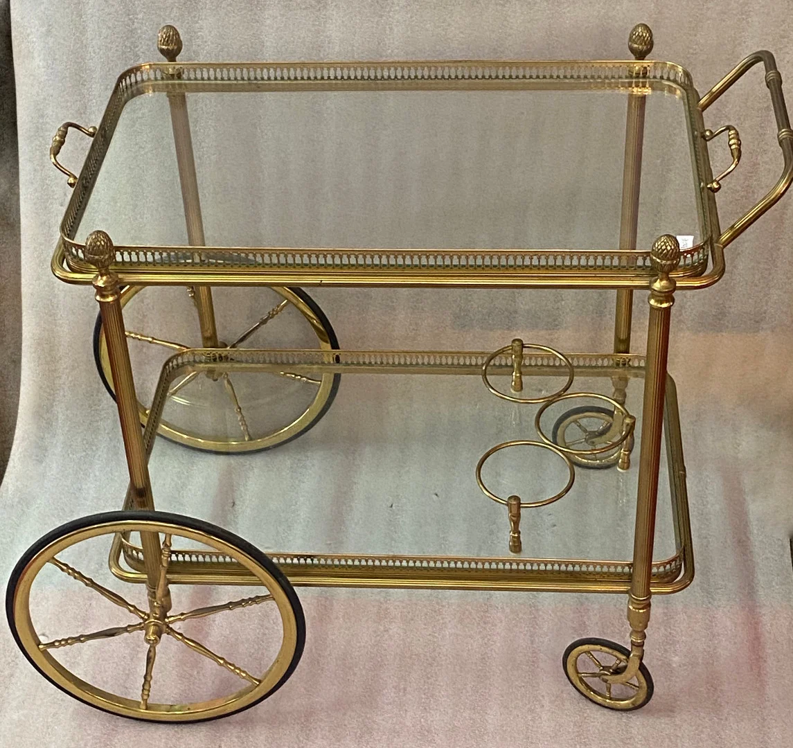 1950/70 Maison Jansen Rolling Bar In Brass And Gilt Bronze
