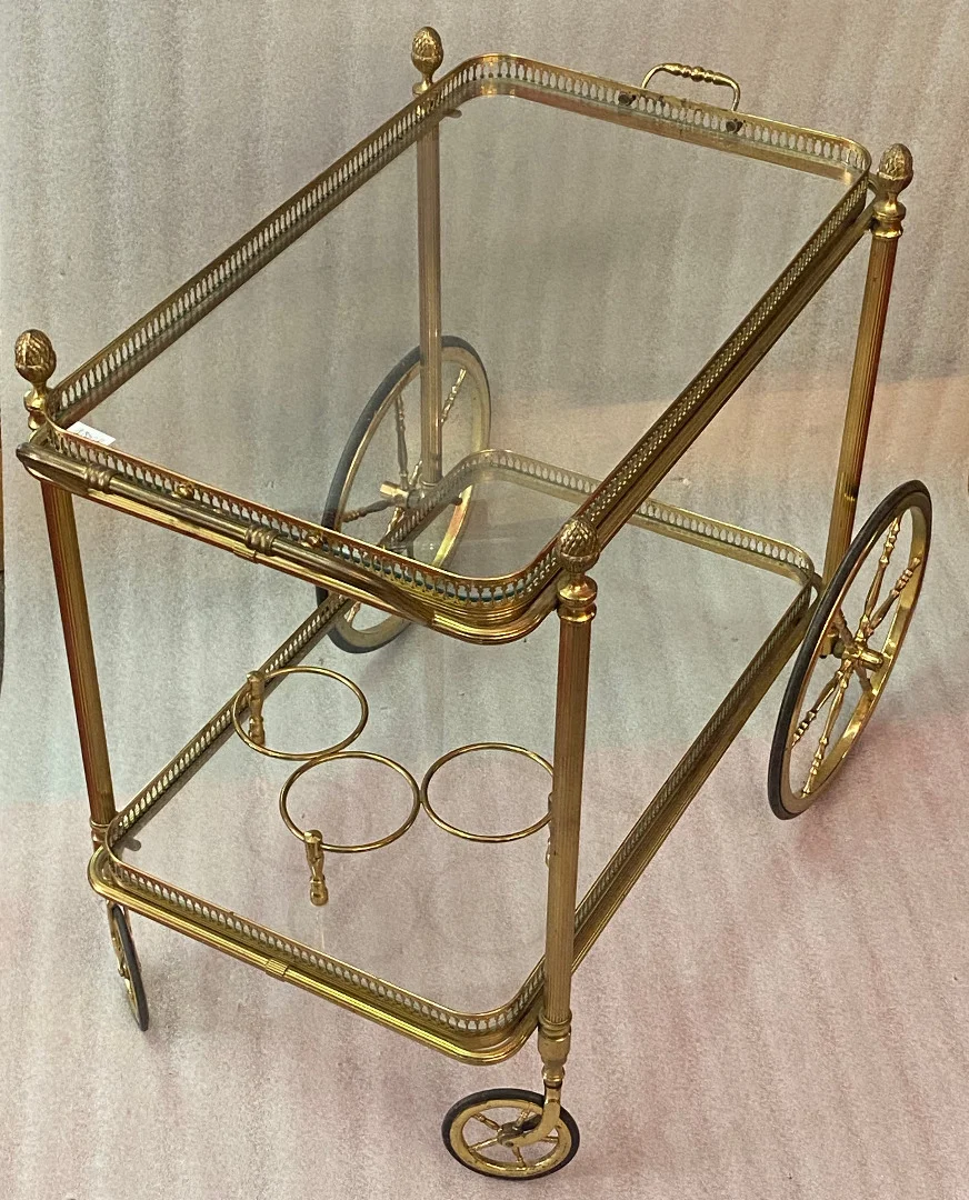 1950/70 Maison Jansen Rolling Bar In Brass And Gilt Bronze