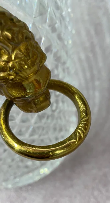 1950-70′ Seau a Champagne Cristal St Louis et Bronze Doré Aux têtes de Lion