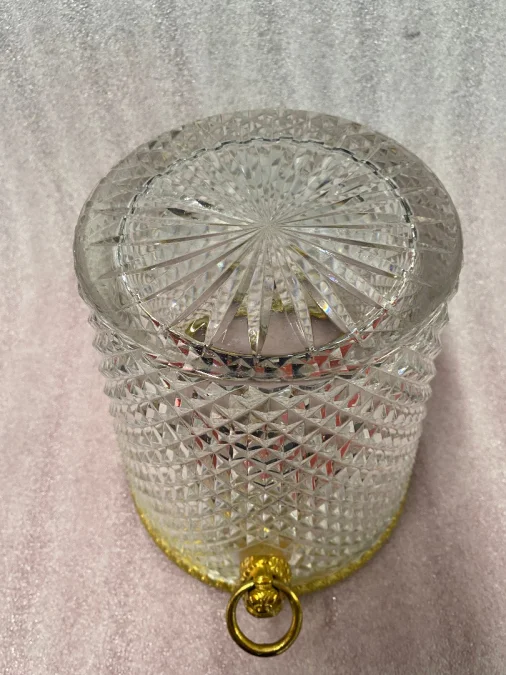 1950-70′ Seau a Champagne Cristal St Louis et Bronze Doré Aux têtes de Lion