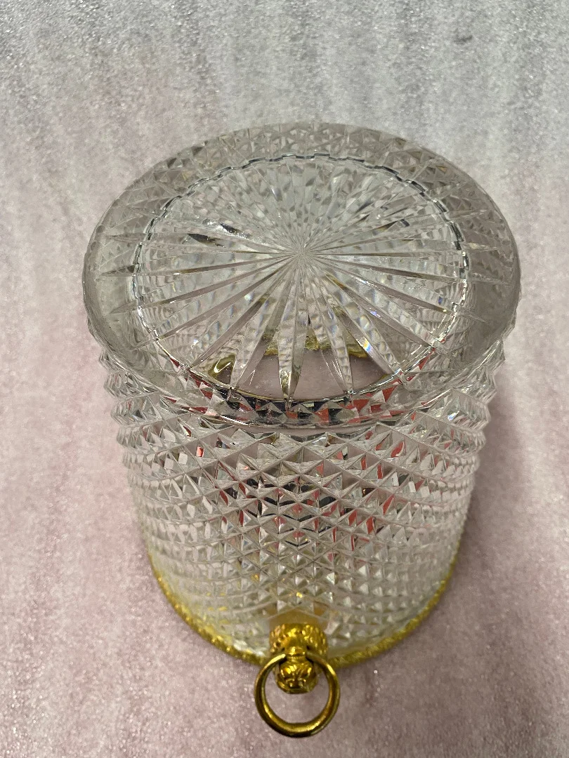 1950-70′ Seau a Champagne Cristal St Louis et Bronze Doré Aux têtes de Lion