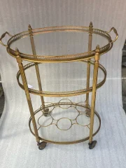 1970′ Maison Baguès Rolling Trolley in Golden Brass 3 Floors
