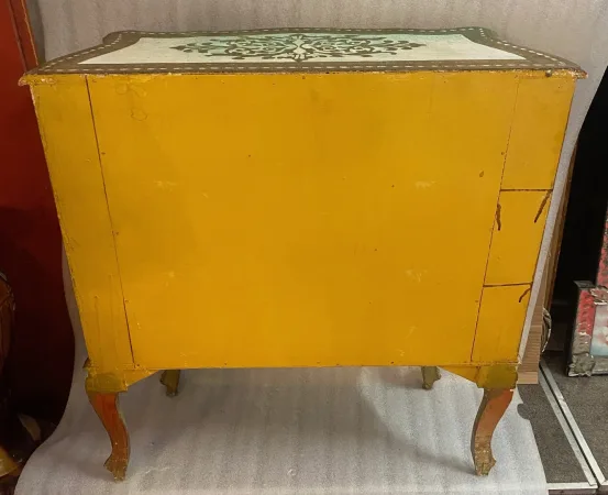 1970′ Commode Arbalète 3 Tiroirs Bois Doré Style Renaissance Italienne 78 X 32 X H 78 cm