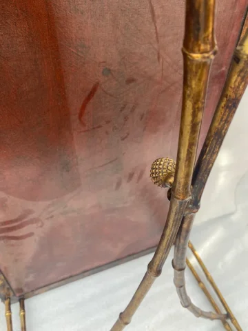 1970′ Table Basse Double Piétement Bronze Modèle Bambou Maison Baguès Laque De Chine 112 x 54 x H 38 cm