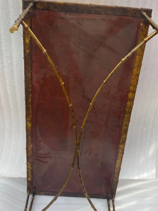 1970′ Double Feet Coffee Table Bronze Model Bamboo Maison Baguès Chinese Lacquer 112 x 54 x H 38 cm