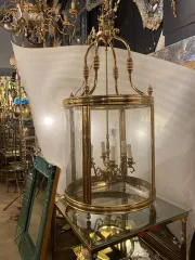 1950’Lanterne En Bronze Doré Style Directoire H 120 cm Diamètre 57 cm