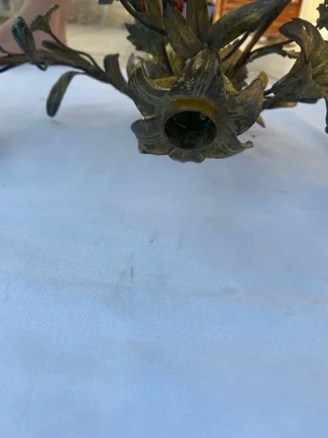 1880′ Paire d’Appliques en Bronze Doré Patiné à Décor Floral 5 Bras de Lumière